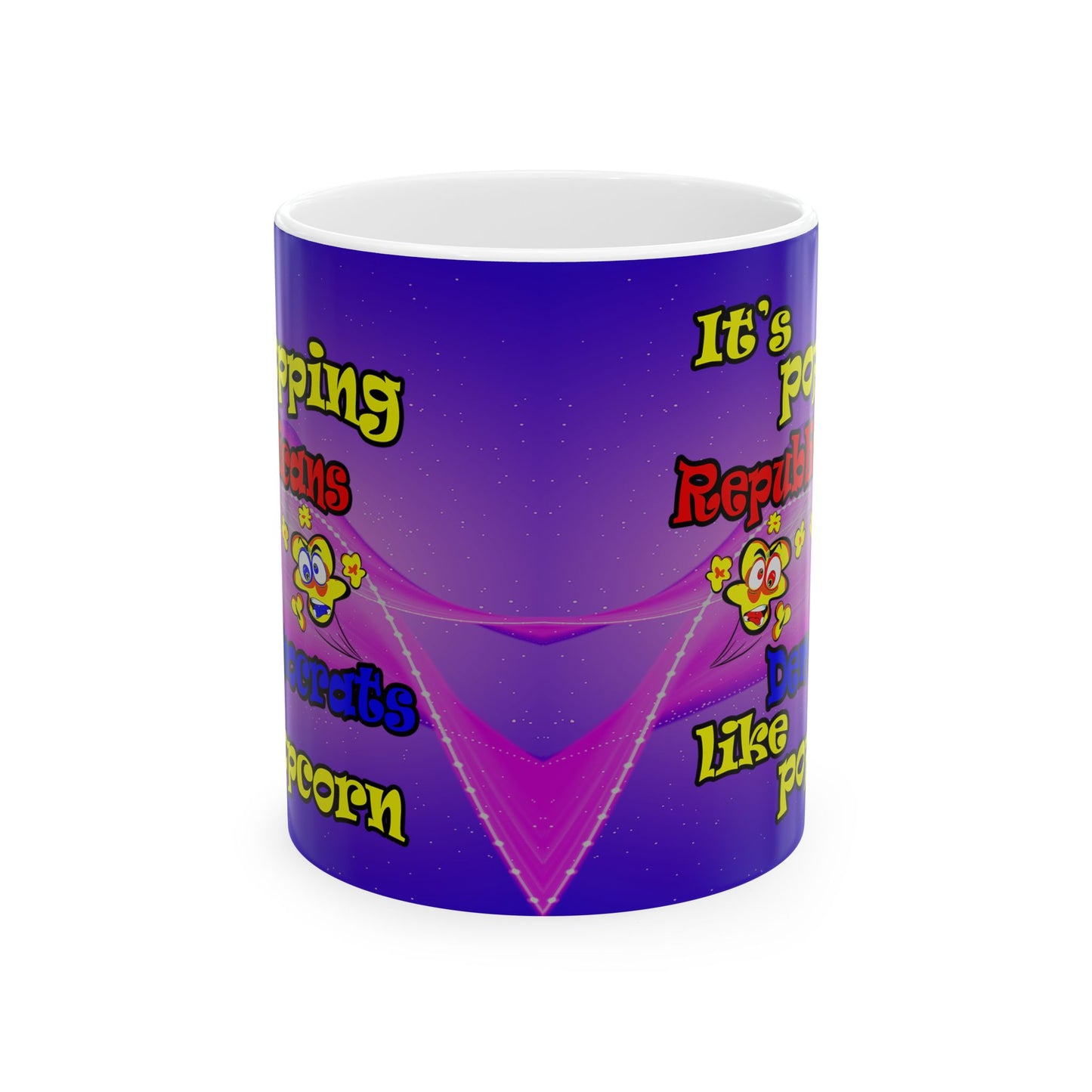popping like popcorn - White Mug (purple-pink wave)