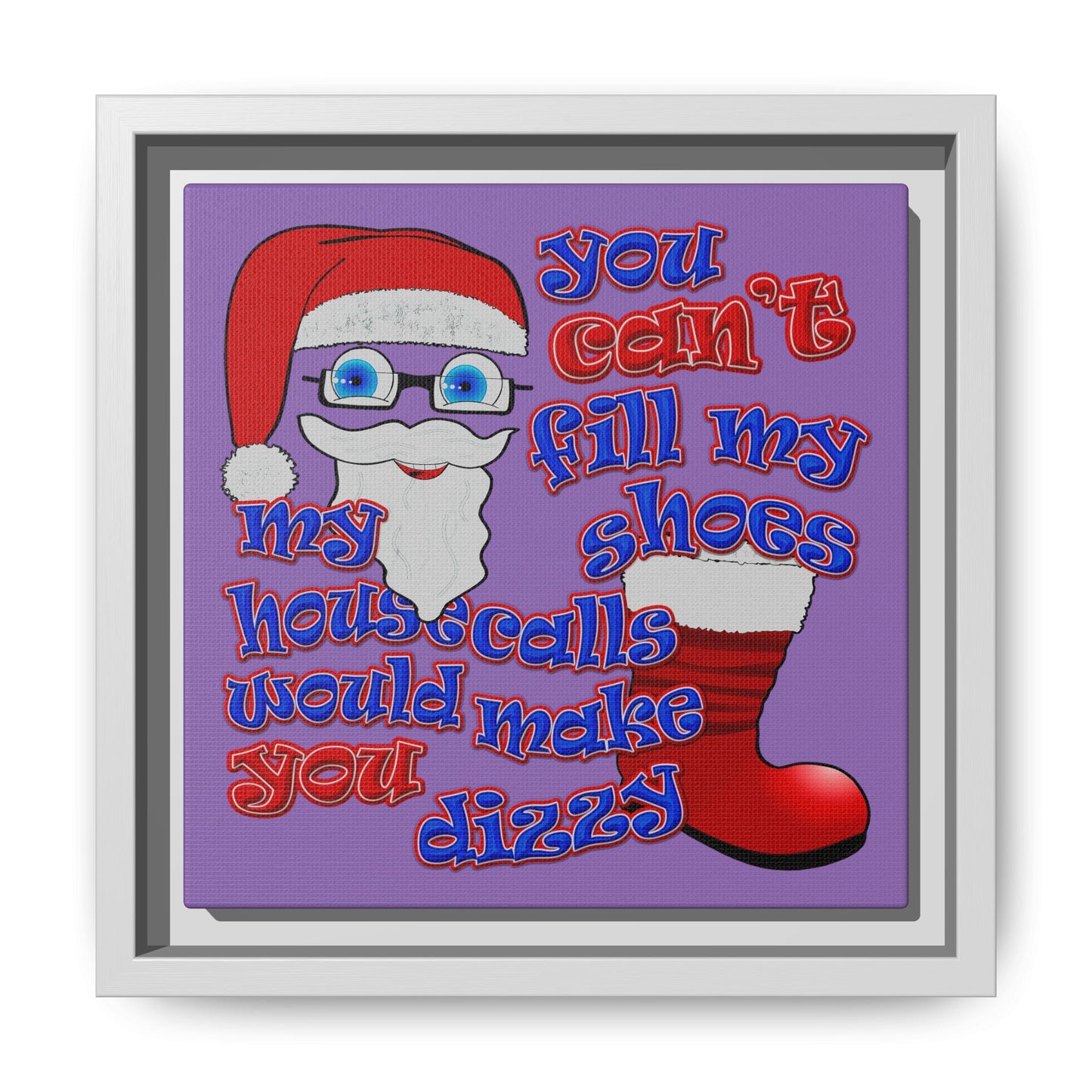 santa's shoes - framed canvas art (light purple)