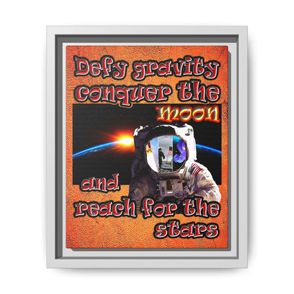 defy conquer reach - framed canvas art (burnt orange)