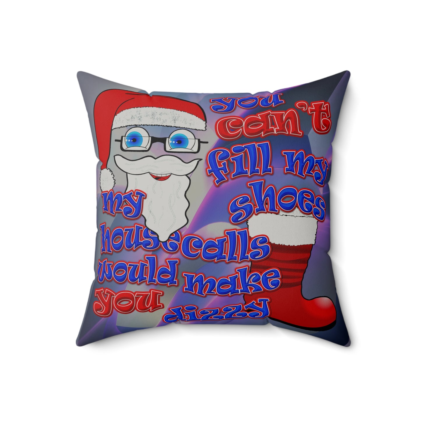 santa's shoes - Faux Suede Square Pillow - (grey-pink wave)