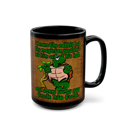 turtle race - Black Mug (brown papyrus)