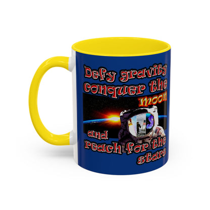 defy conquer reach - Accent Mug (dark blue)
