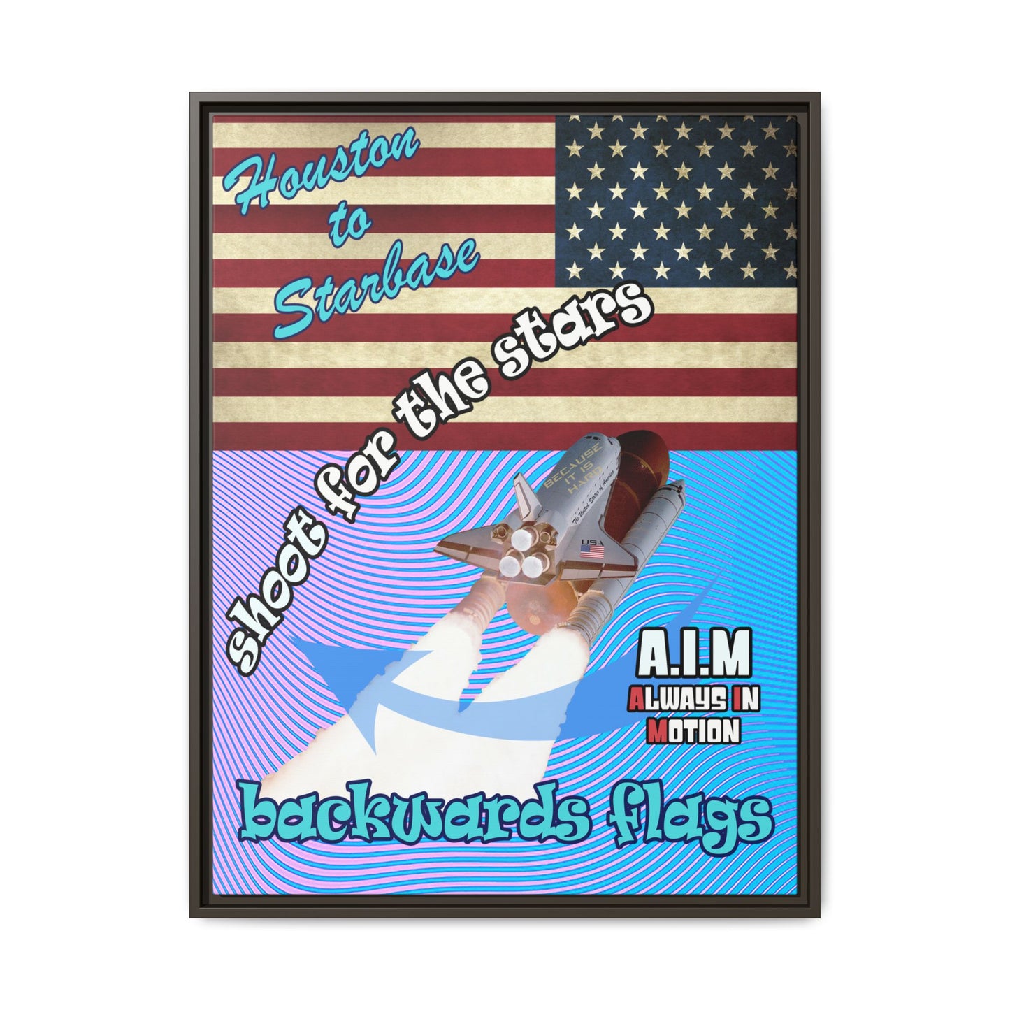 shoot for the stars - framed canvas art (light blue-purple wave)