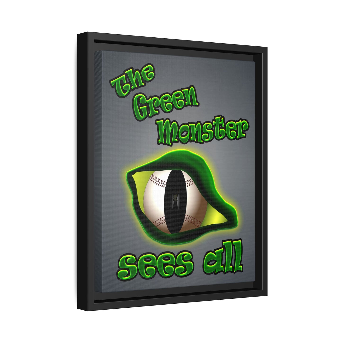 green monster - framed canvas art (grey-light grey)