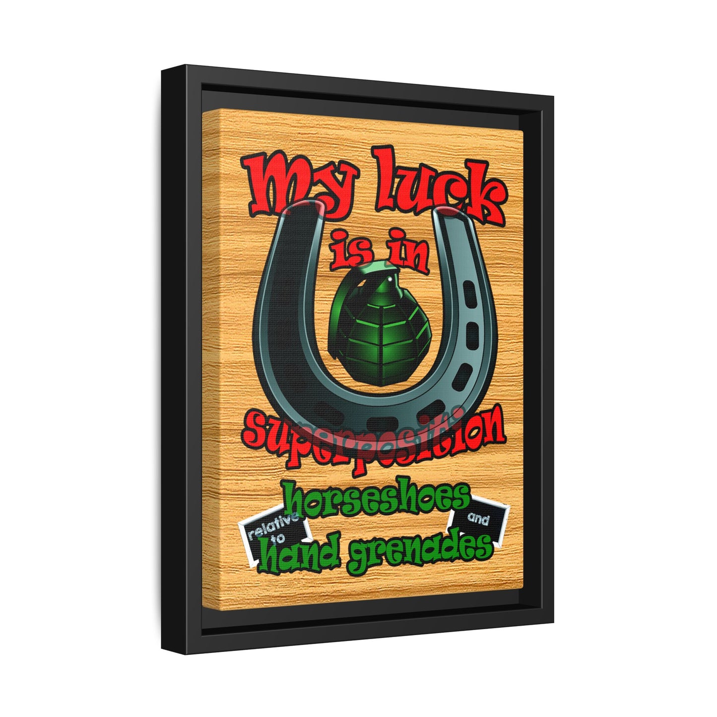 my luck - framed canvas art (butterscotch wood finish)