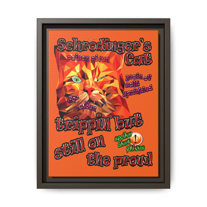 schrodinger's cat - framed canvas art (orange)