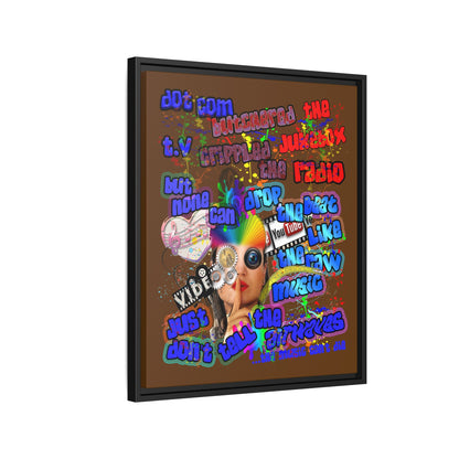 drop the beat - framed canvas art (brown)