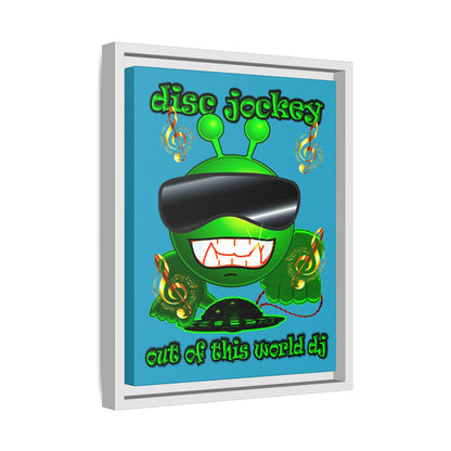 disc jockey - framed canvas art (turquoise)