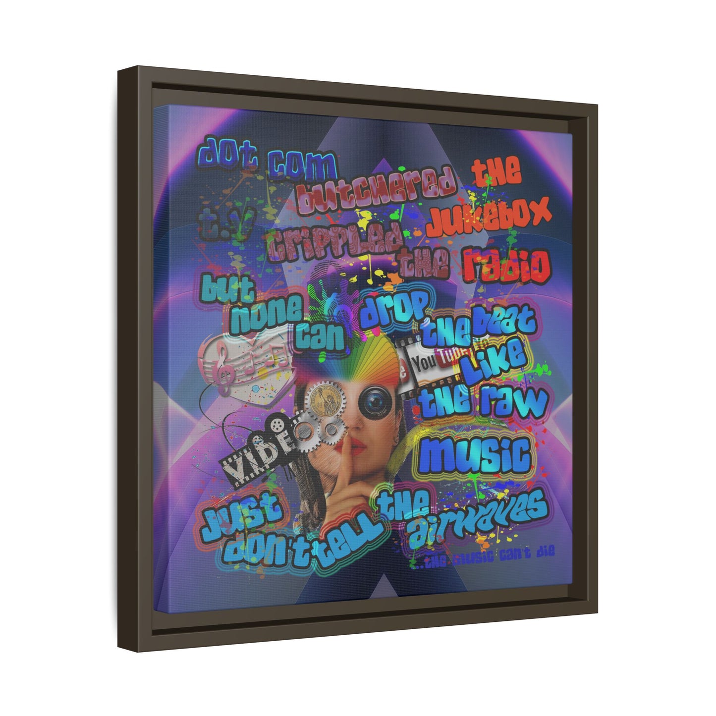 drop the beat - framed canvas art (grey-pink wave)