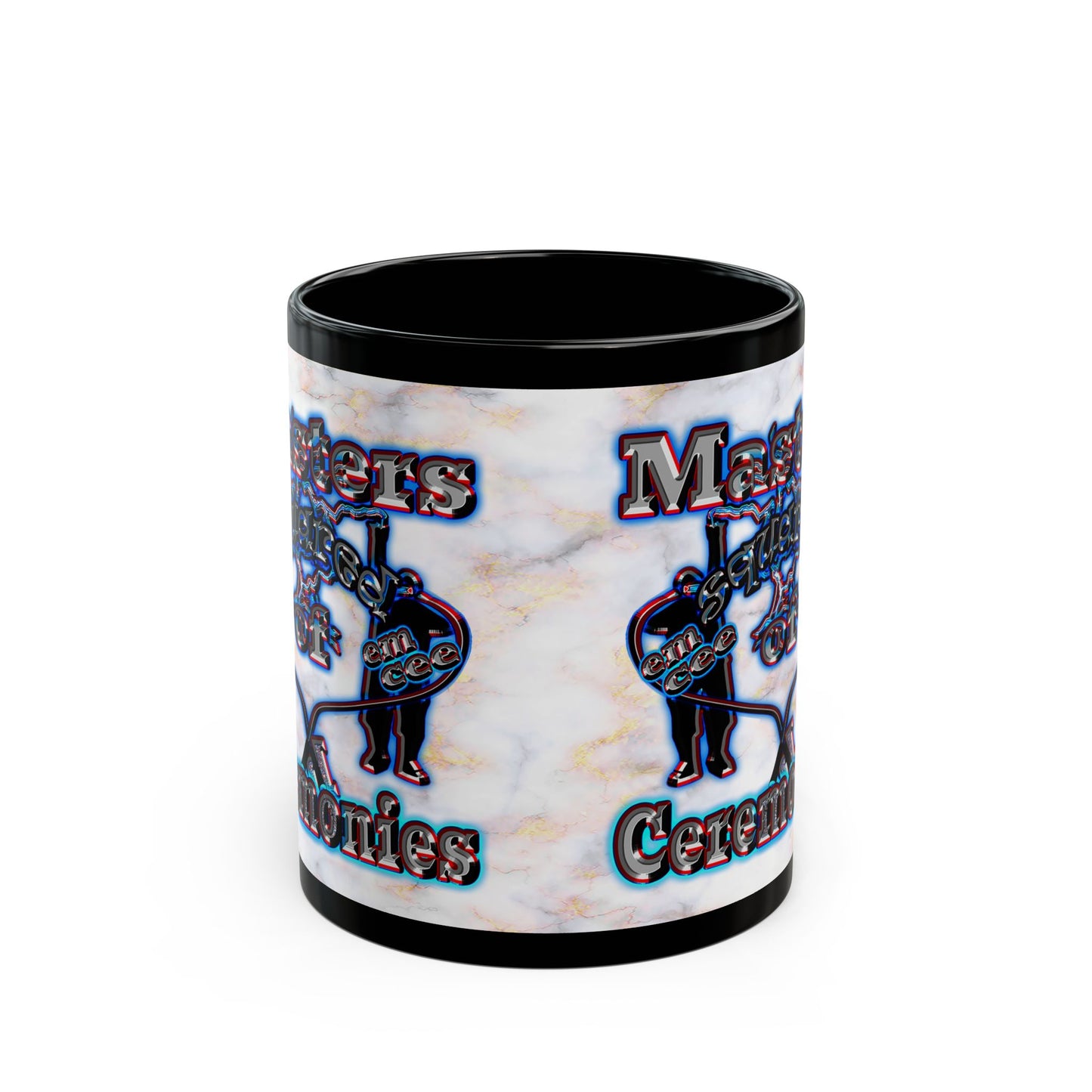 em cee squared - Black Mug (white marble)