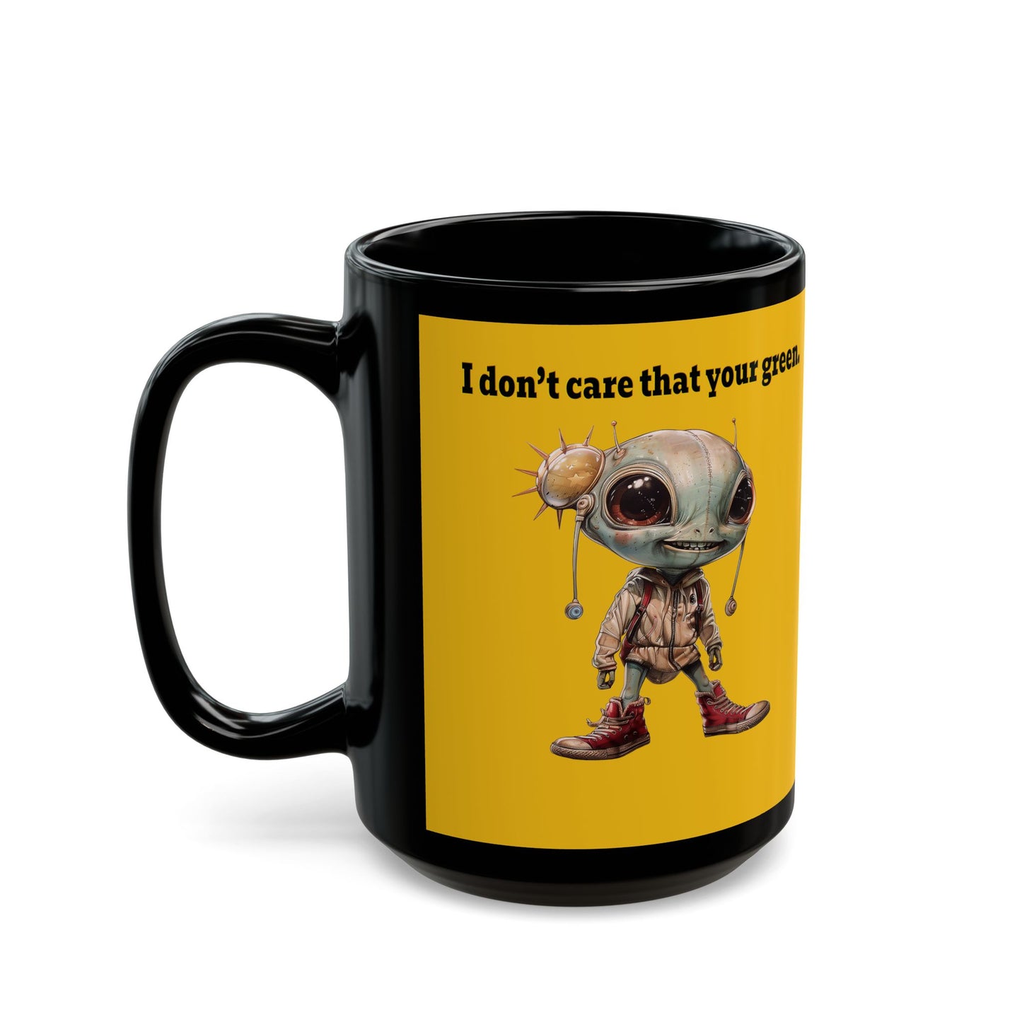 I don't care that your grey - Black Mug (yellow)