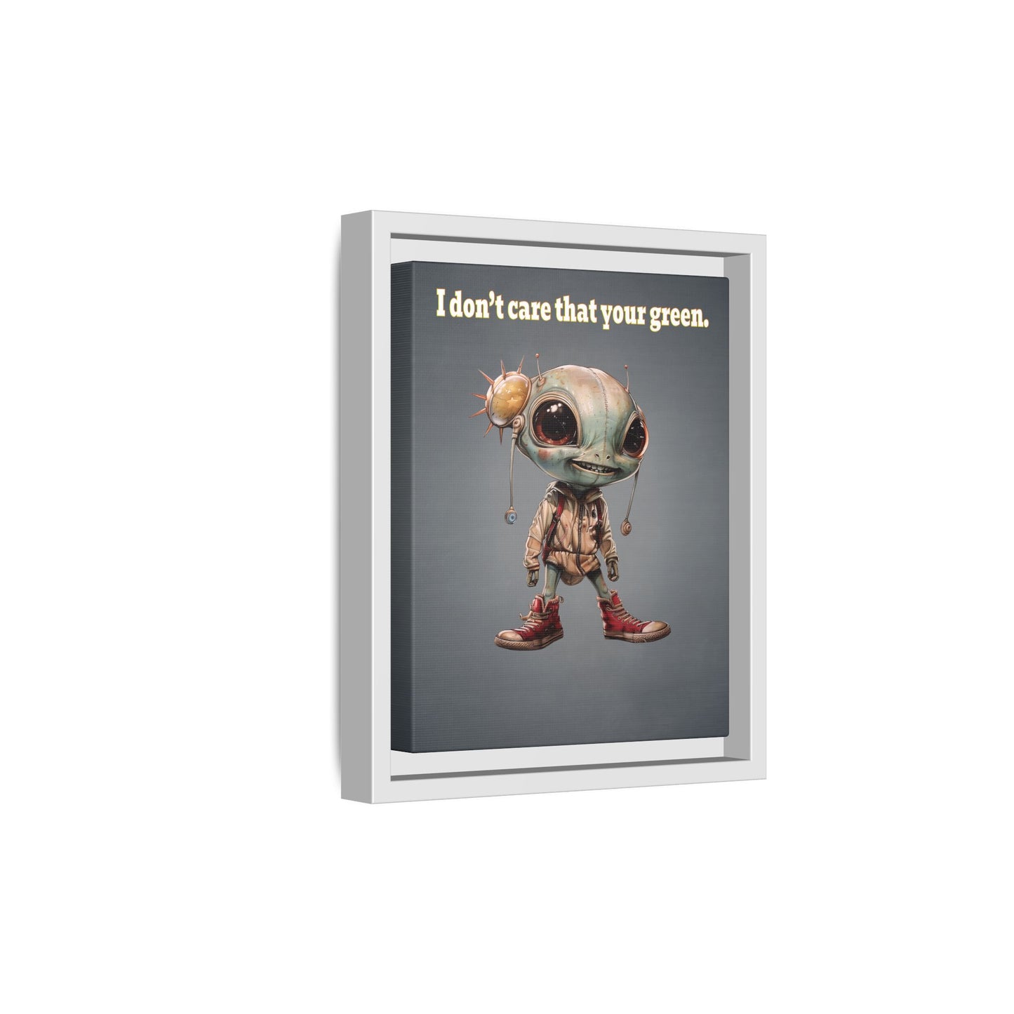 I don't care that your green - framed canvas art (grey-light grey)