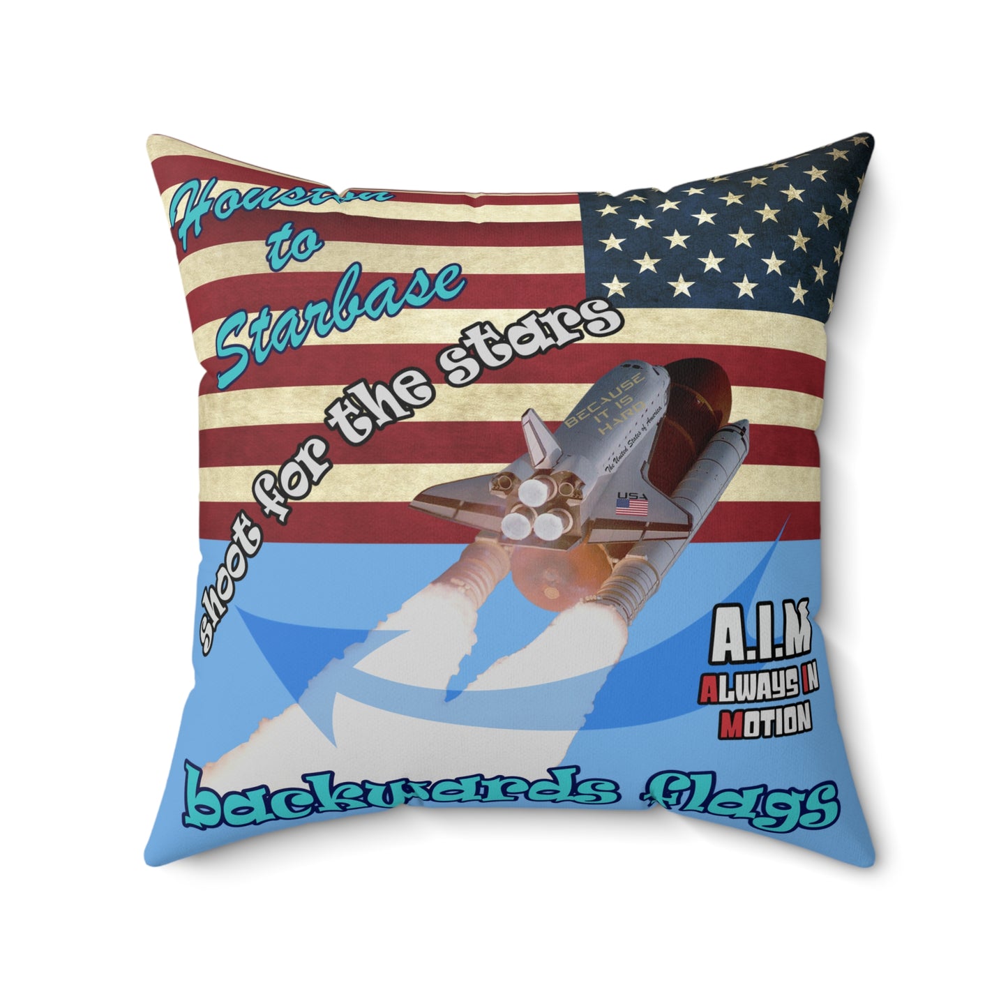 shoot for the stars - Spun Polyester Square Pillow - (light blue)
