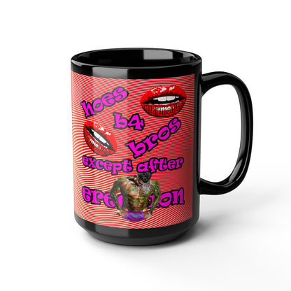 hoes b4 bros - Black Mug (yellow-orange wave)