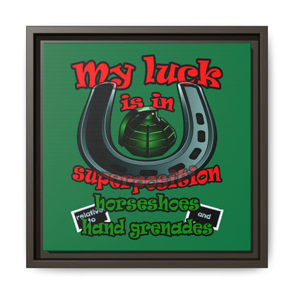 my luck - framed canvas art (dark green)