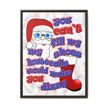 santa's shoes - framed canvas art (white marble)