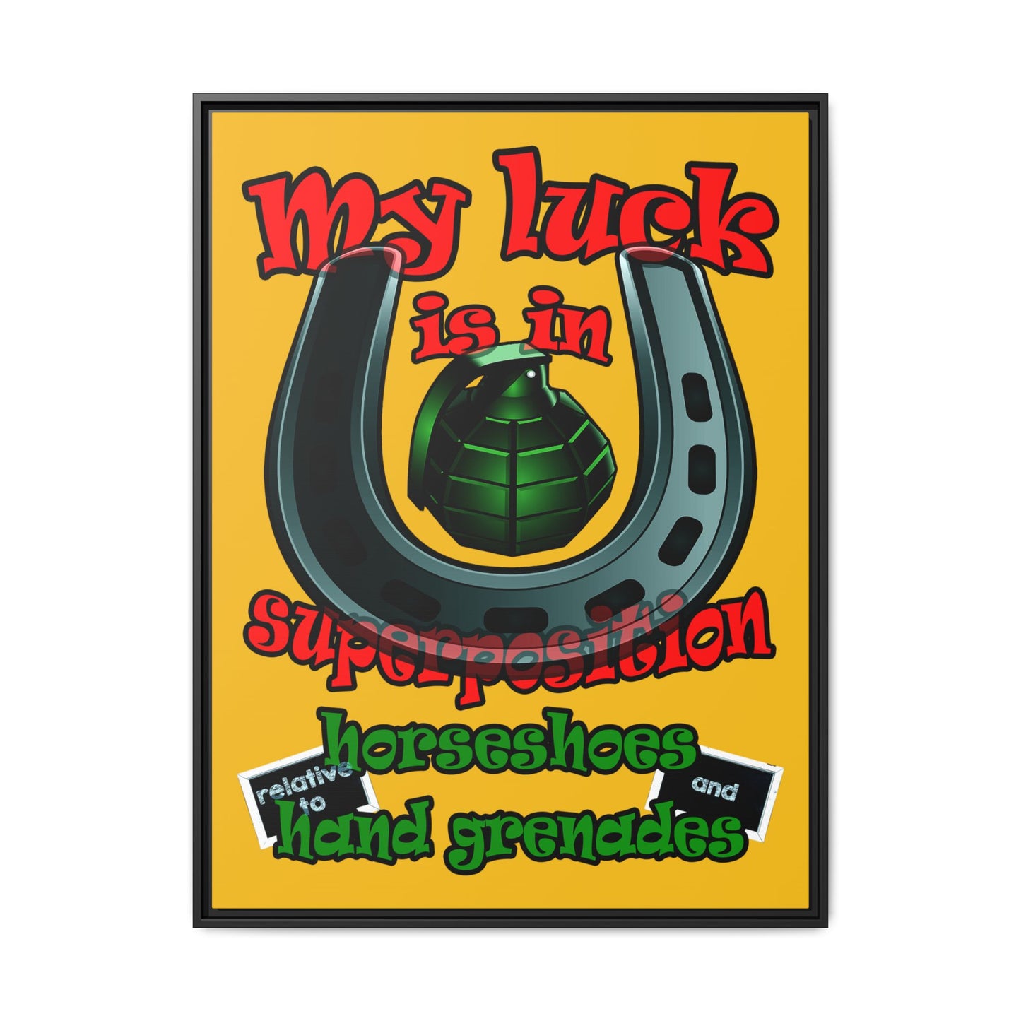 my luck - framed canvas art (yellow)