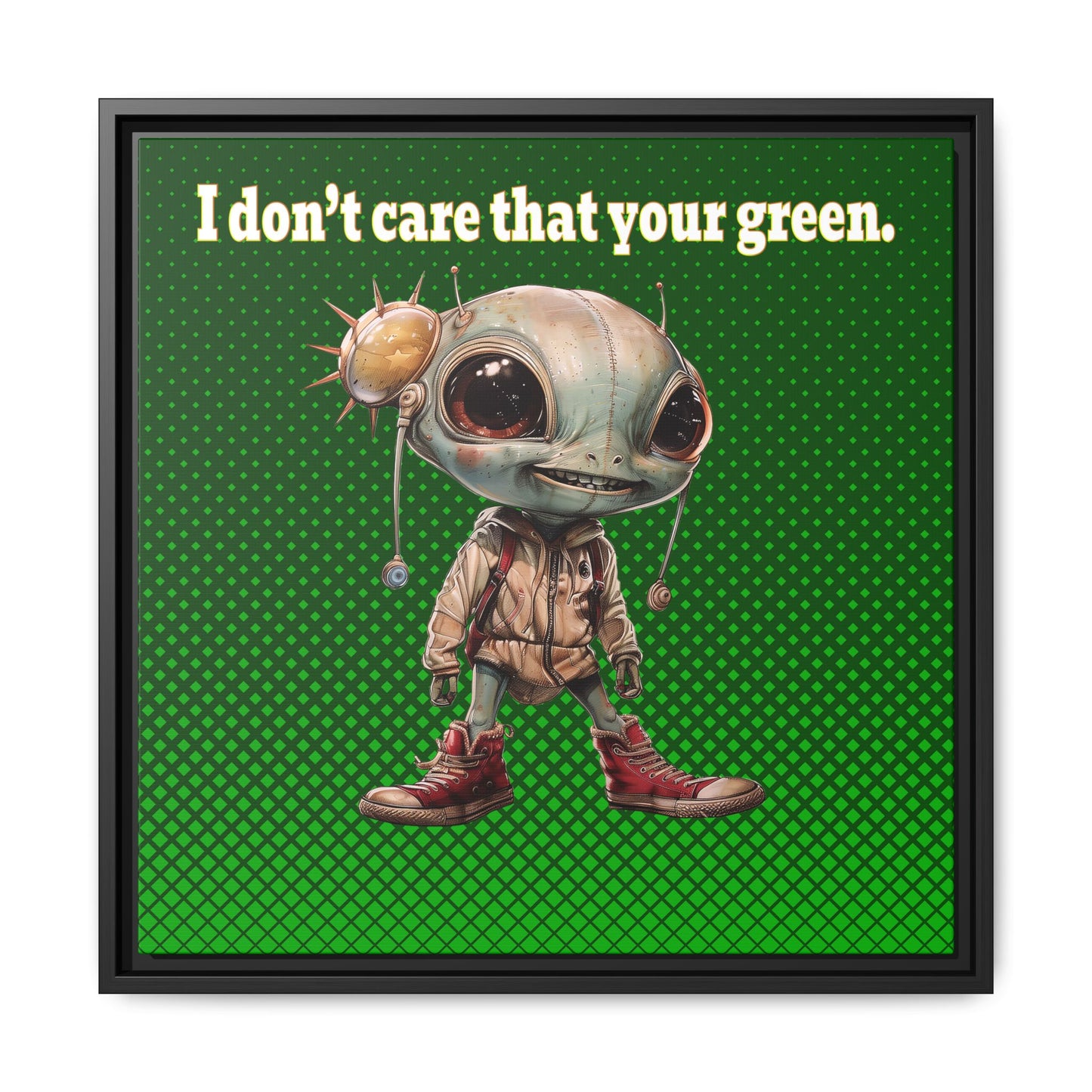 I don't care that your green - framed canvas art (logo green)