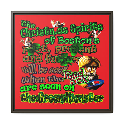 christmas spirits of boston - framed canvas art (red)