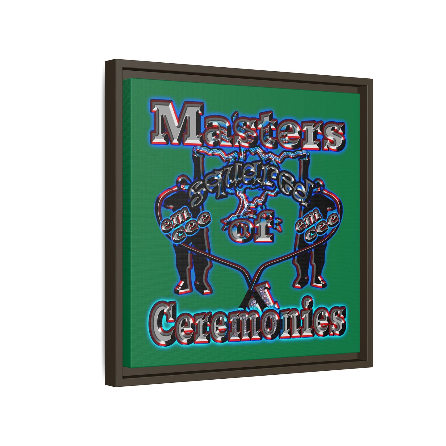 em cee squared - framed canvas art (dark green)