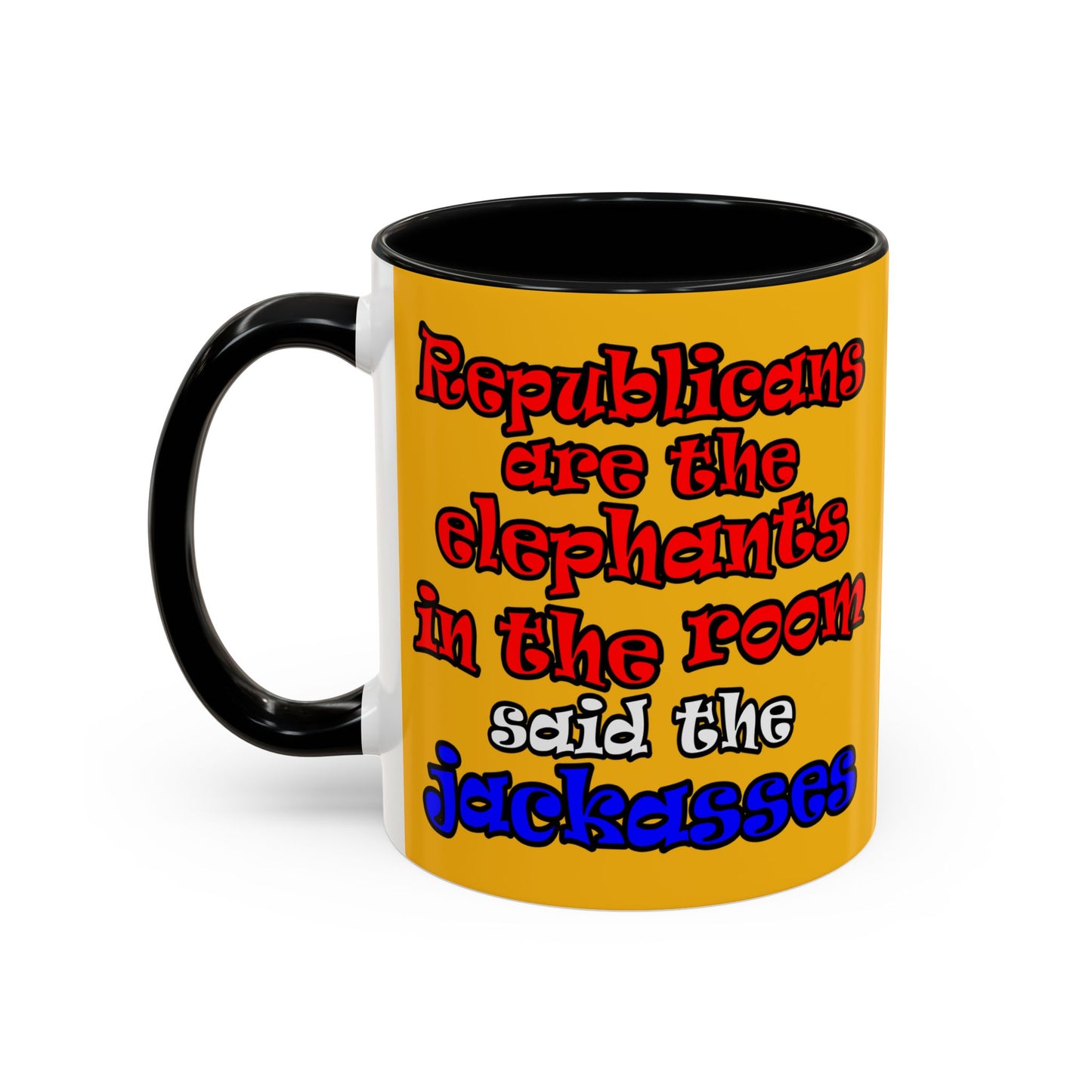 donkeys and elephants - Accent Mug (yellow)