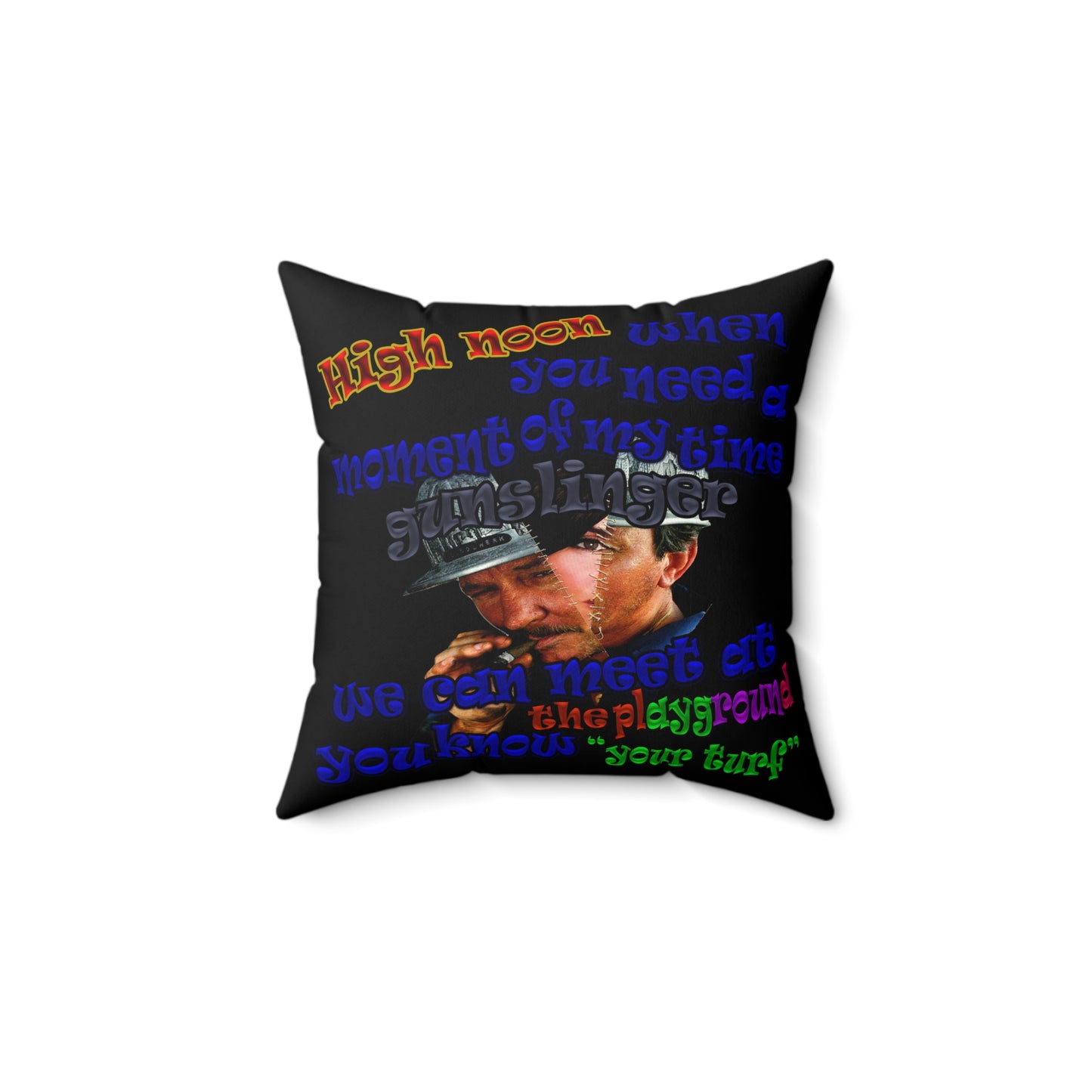 high noon - Spun Polyester Square Pillow - (black)