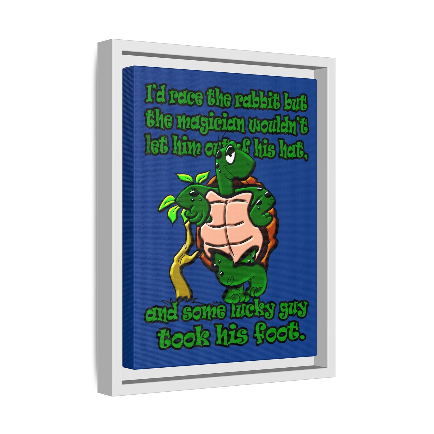 turtle race - framed canvas art (dark blue)