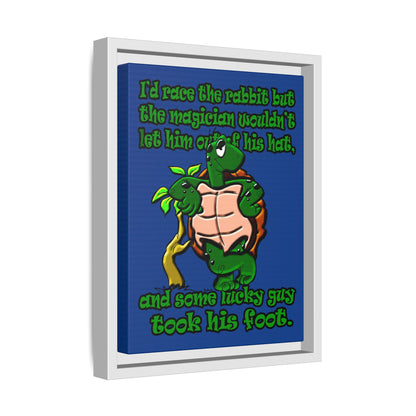 turtle race - framed canvas art (dark blue)