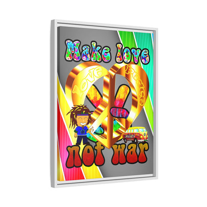 love peace - framed canvas art (rainbow split)