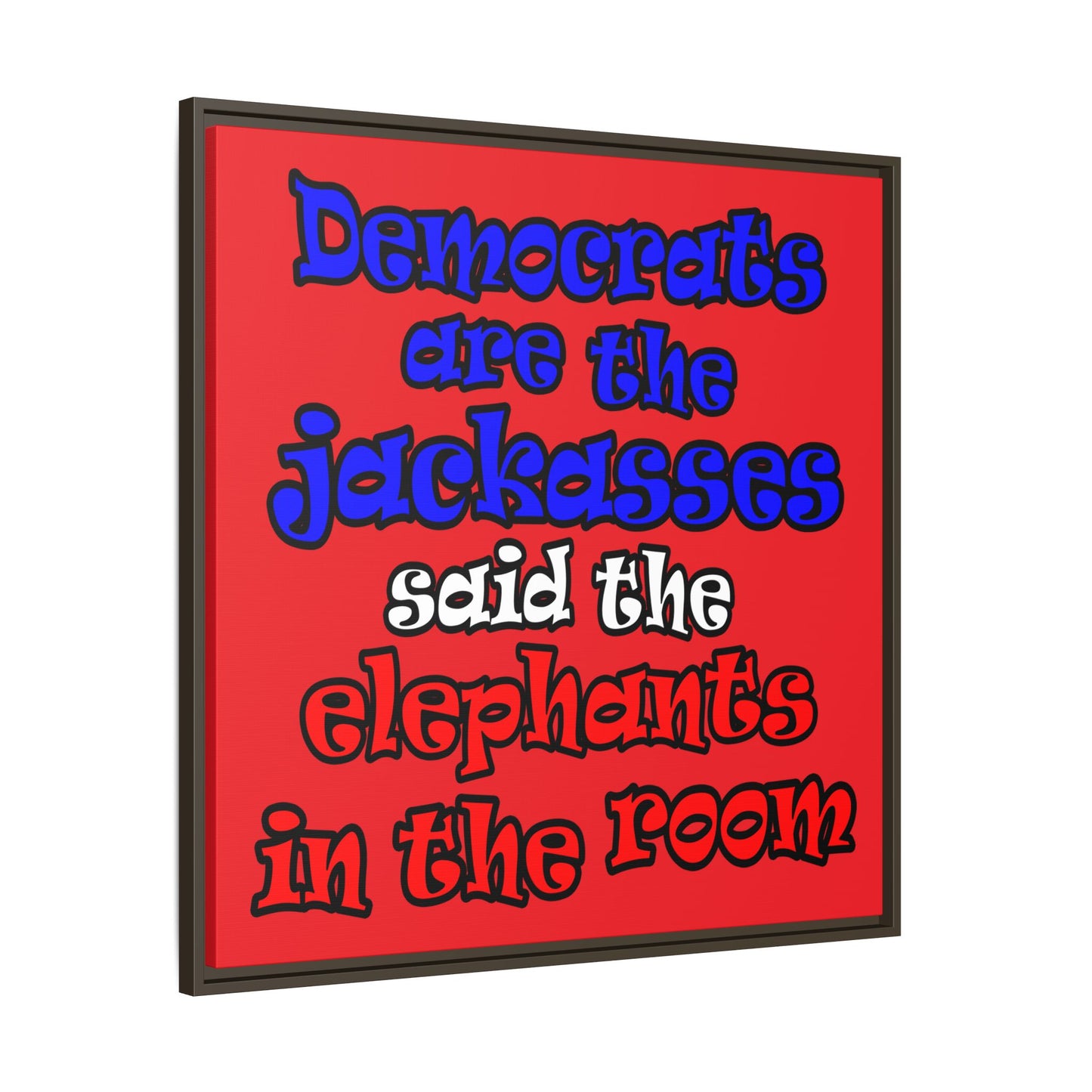 donkeys and elephants - framed canvas art (red)