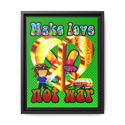 love peace - framed canvas art (logo green)
