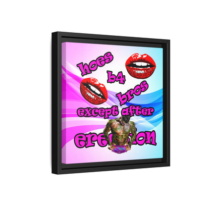hoes b4 bros - framed canvas art (light blue-pink wave)