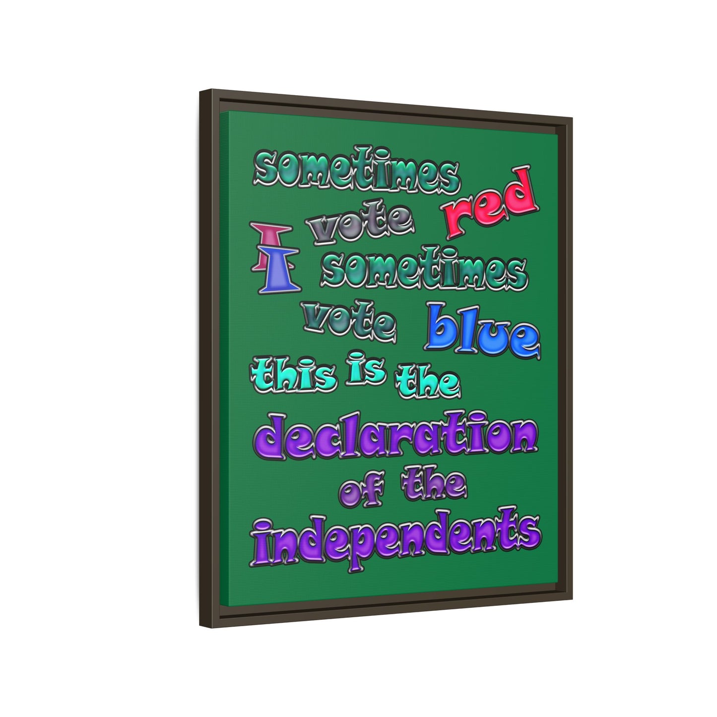 declaration of the independents - framed canvas art (dark green)