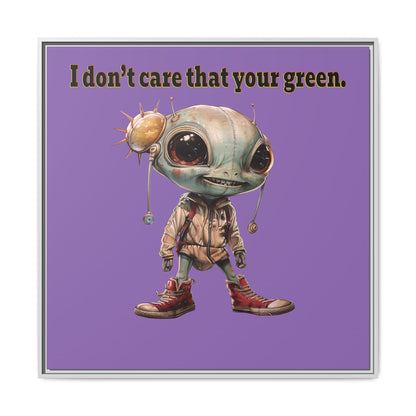 I don't care that your green - framed canvas art (light purple)