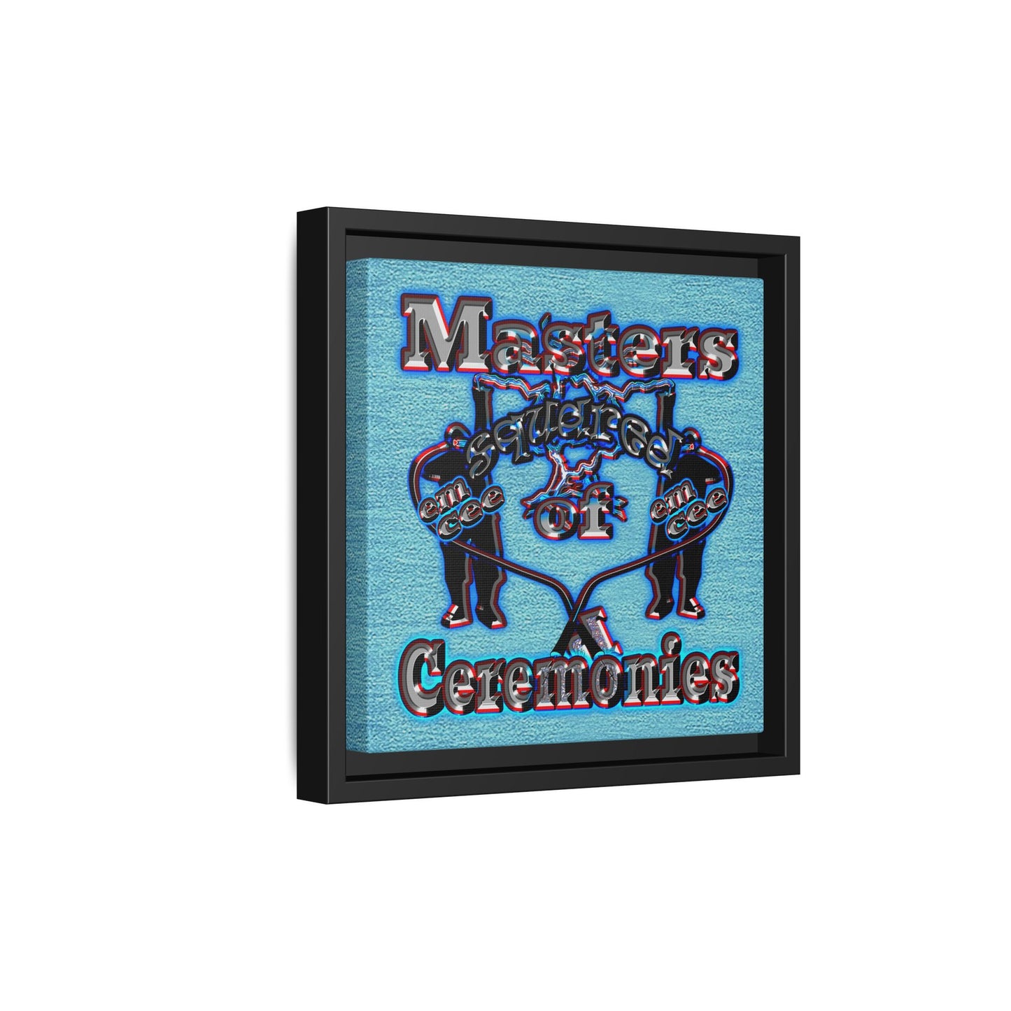 em cee squared - framed canvas art (faded blue)