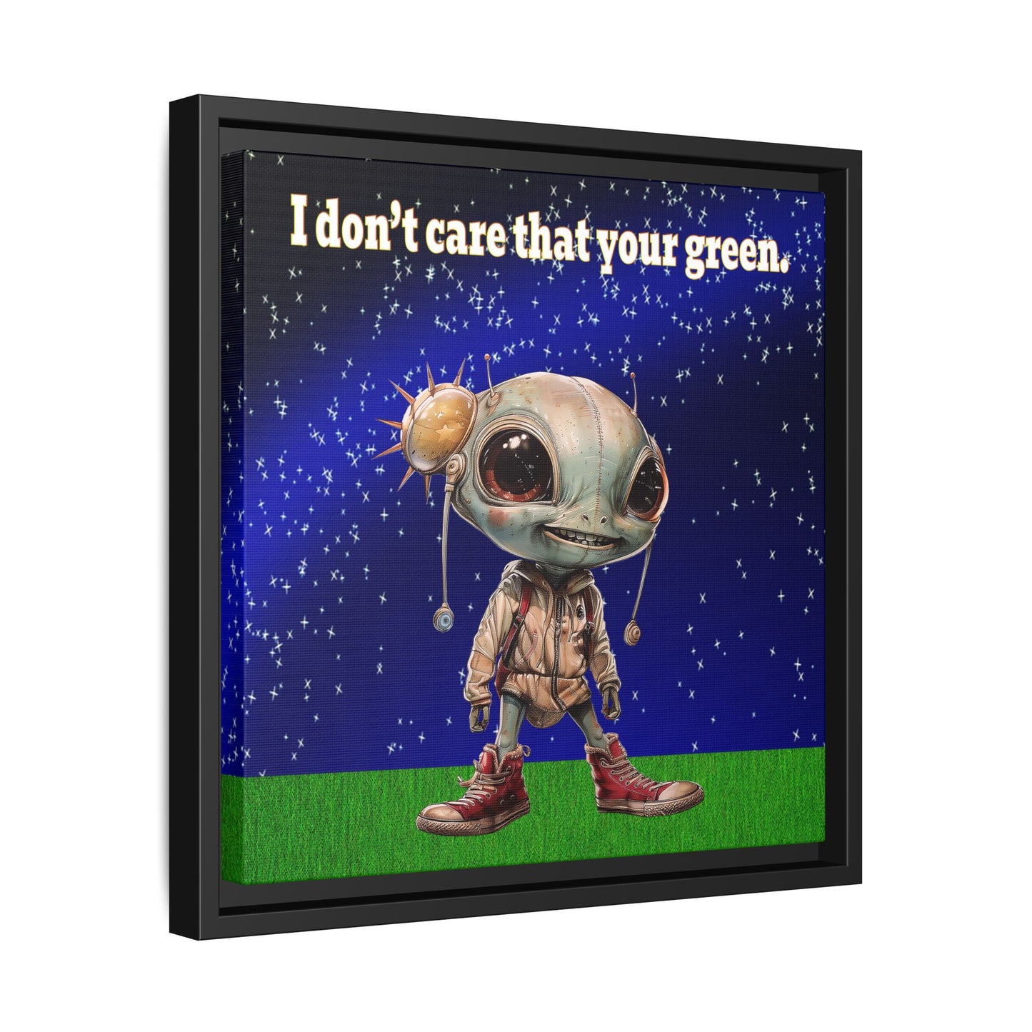 I don't care that your green - framed canvas art ('snoops' background)