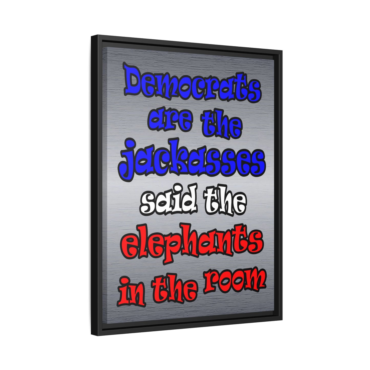 donkeys and elephants - framed canvas art (brushed nickel)