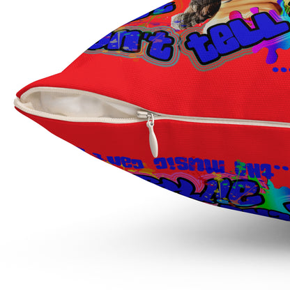 drop the beat - Spun Polyester Square Pillow - (red)