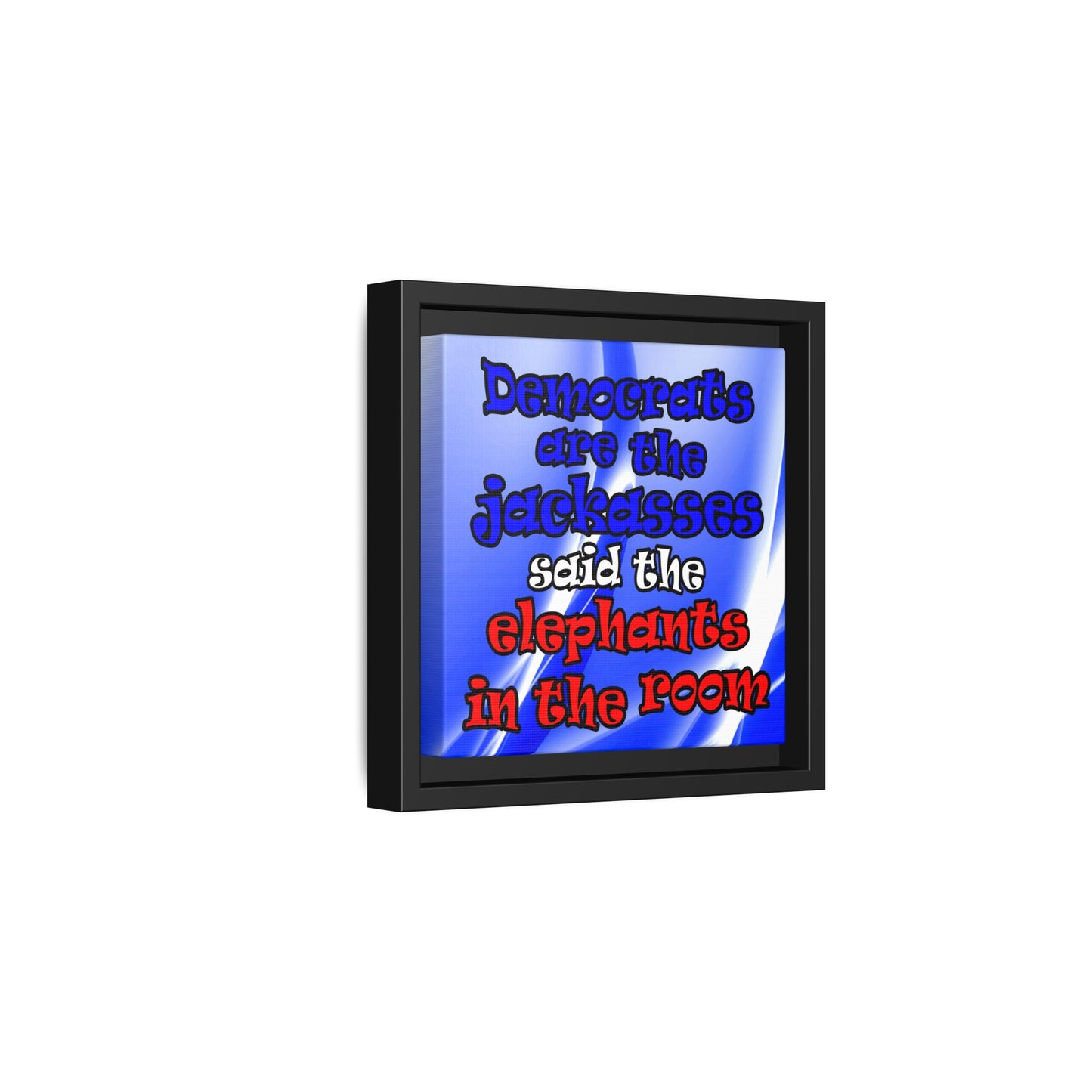donkeys and elephants - framed canvas art (blue-white wave)
