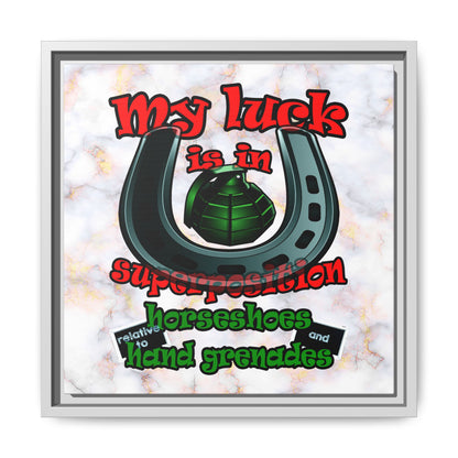 my luck - framed canvas art (white marble)