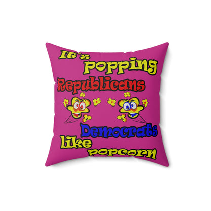 popping like popcorn - Spun Polyester Square Pillow - (pink)