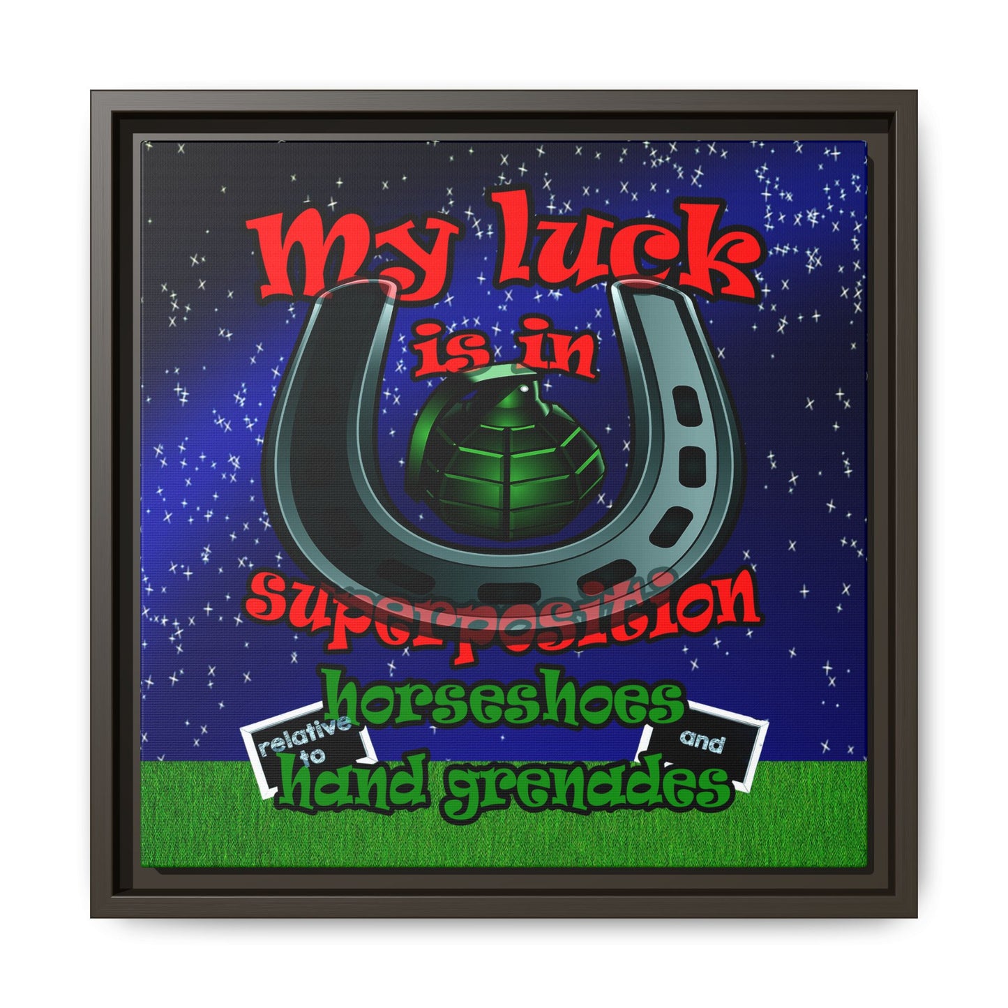 my luck - framed canvas art ('snoops' background)