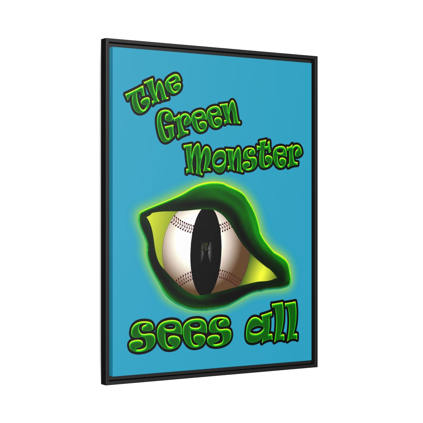 green monster - framed canvas art (turquoise)