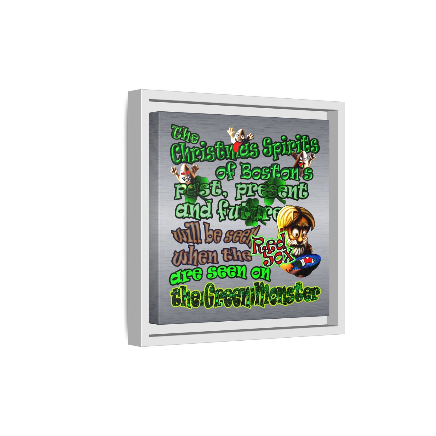 christmas spirits of boston - framed canvas art (brushed nickel)
