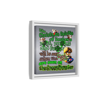 christmas spirits of boston - framed canvas art (brushed nickel)