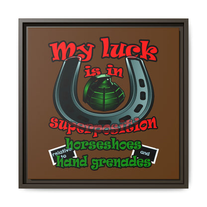 my luck - framed canvas art (brown)