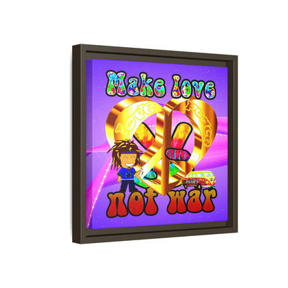 love peace - framed canvas art (purple-pink wave)