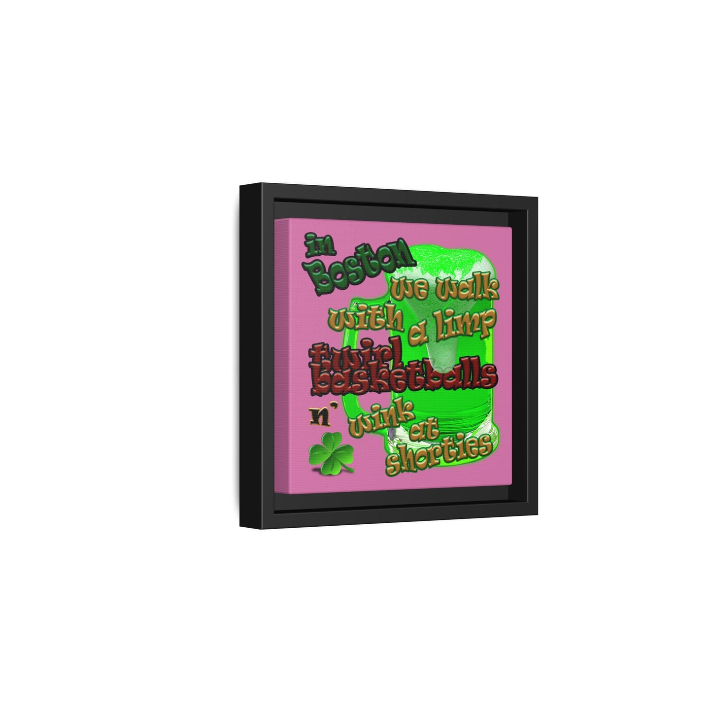 celtics logo - framed canvas art (light pink)