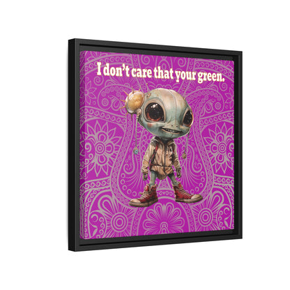 I don't care that your green - framed canvas art (pink swirl)