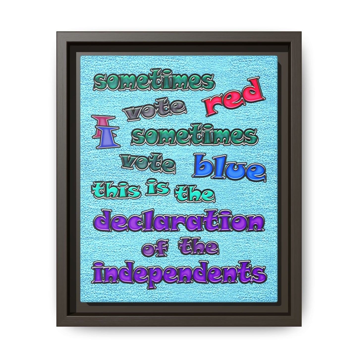 declaration of the independents - framed canvas art (faded blue)